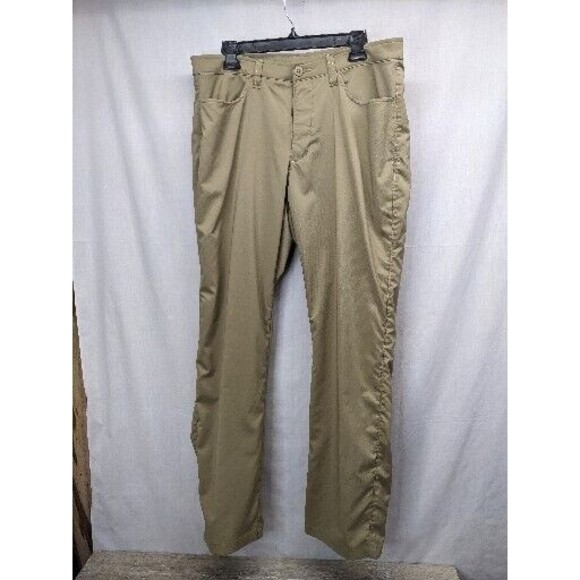 Adidas Mens Sz 38x33 Golf Pants Beige Performance Polyester Flat Front - Picture 1 of 9